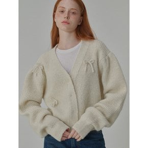 Mohair Ribbon Pointed Cardigan_Cream