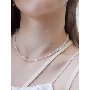 [단독]white quartz chips necklace