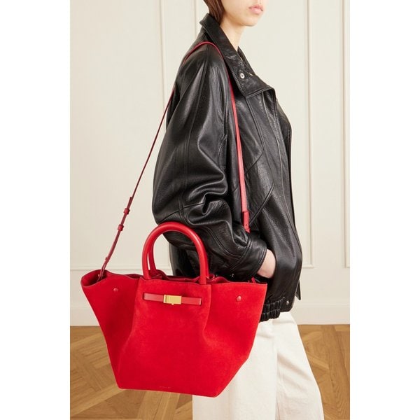 드멜리어 미디 뉴욕 가죽 트림 스웨이드 토트백 46376663162980013