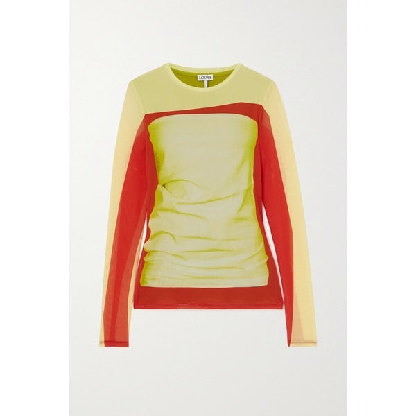 프린트 스트레치 메시 탑 옐로 1647597306824331