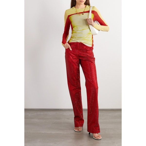 프린트 스트레치 메시 탑 옐로 1647597306824331