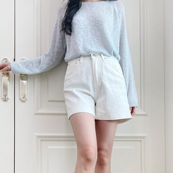 [옷자락] 여자 심플 코튼 뒷밴딩 무지컬러 면 반바지