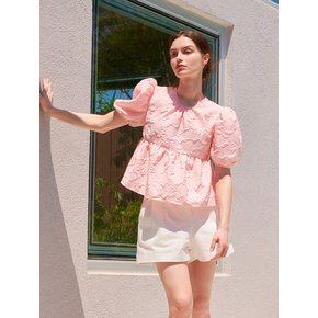 SUMMER PUFF HALF SLEEVE BLOUSE PINK