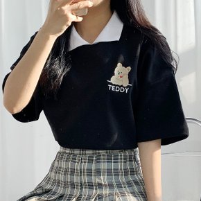 테디 카라 자수 반팔티_P321344211