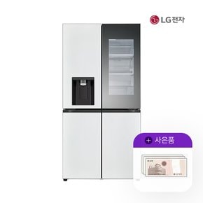 얼음정수기냉장고 엘지오브제 노크온 820L 화이트 W824MWW472S 월128000원 5년약정