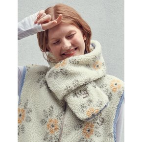 Cozy flower Fleece Muffler MOK201 (Ivory)