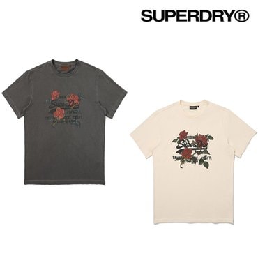 SUPERDRY 레귤러핏 1985 플라워 하프 티셔츠(SDUSHDO03)