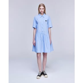 [파주점] [송지오우먼]지제로 커브드 플리츠 셔츠 원피스 스카이 블루 WH3OP801SB