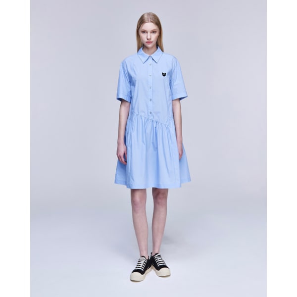 [파주점] [송지오우먼]지제로 커브드 플리츠 셔츠 원피스 스카이 블루 WH3OP801SB