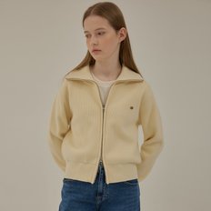 Rohan collar zip-up knit_Ivory