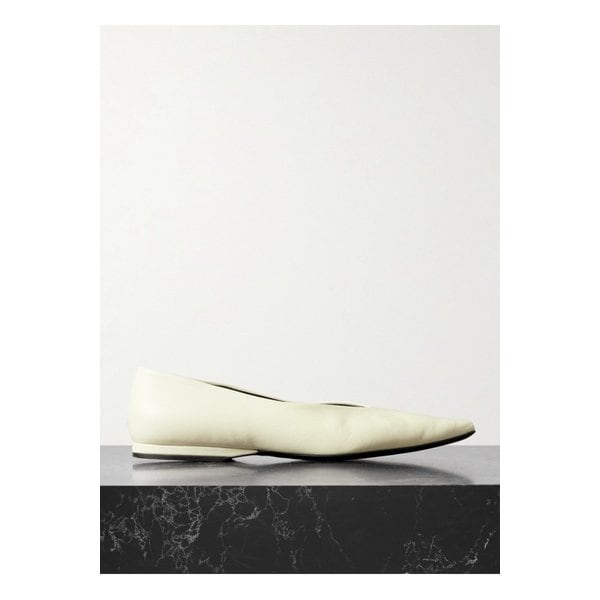 루루 드 시종 바르시 가죽 발레리나 플랫 크림 1647597352674482