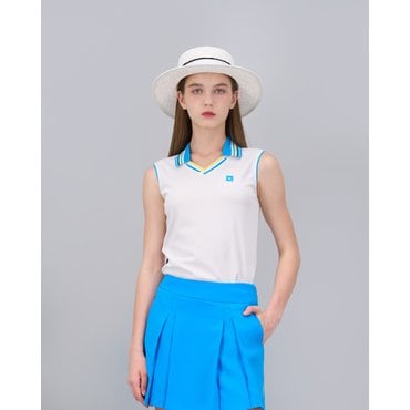 ONOFF [온오프골프웨어] 여성 세로 스트라이프 슬리브리스 OF9823LA_WHITE