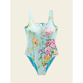 Floral print swimsuit (Sky blue)