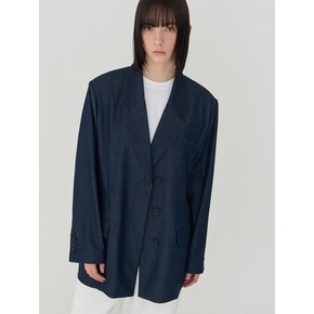 [프라이하잇]Oversized fit Unbalanced Single Jacket (Navy)