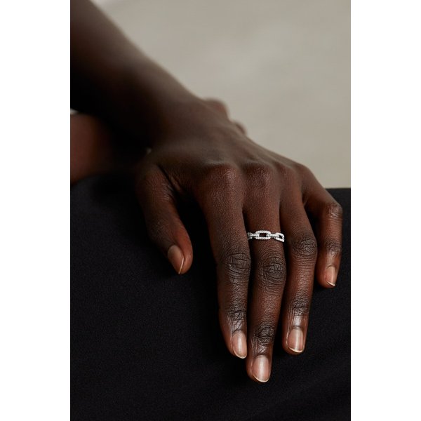 데이비드 율만 Stax Chain Link 18-karat White Gold Diamond Ring 실버 1647597285002971