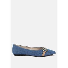 4854882 London Rag Cressida denim horsebit detail ballet flats