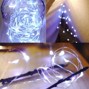LED 드럼 와이어전구 50P 화이트 (건전지용/방수)