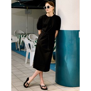 [COTTON] Volume Sleeve Belted Dress_2color