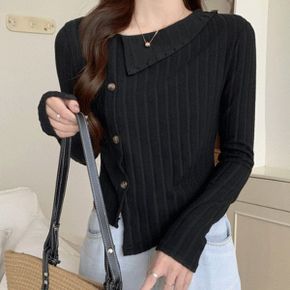 칸니 언발란스 카라넥 골지 티셔츠_P349768535