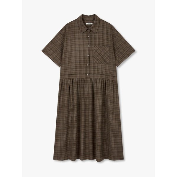 셔츠 카라넥 반팔 원피스_브라운 91F6241783