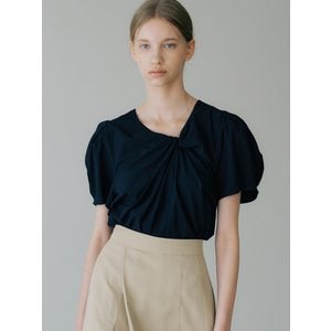 ourcomos comos 836 neck twisted puff blouse (2color)