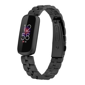 FitTurn For Fitbit Luxe (Black) 밴드 메탈 스테인레스 스틸 손목 시계 밴드 교체 클래식