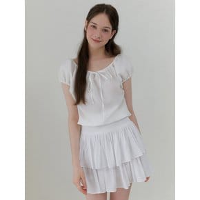 Cap sleeve string blouse (white)