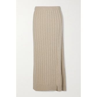 더로우 Dejan Asymmetric Ribbed Cashmere Midi Skirt 베이지 17266703523579628