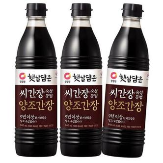  청정원 햇살담은 씨간장숙성 양조간장 840ml x 3개