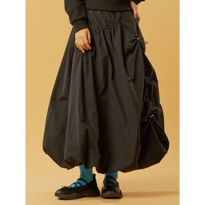 벌룬 셔링 스트랩 롱스커트 [BLACK]