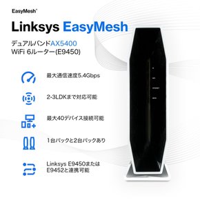 AX5400 EasyMesh Wi-Fi 6 LAN E9450-JP 11ax (4800+600 Mbps) - Linksys(링크시스) 대응 무선