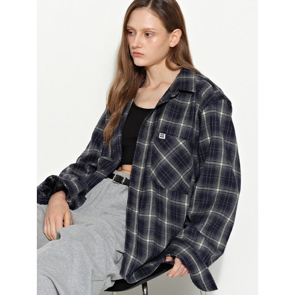 오버핏 체크셔츠 블루