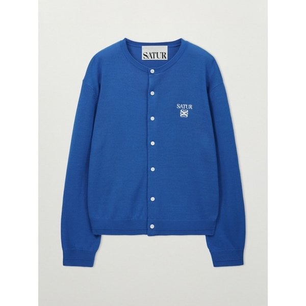 로렌 베이직 크루넥 파인 가디건_블루