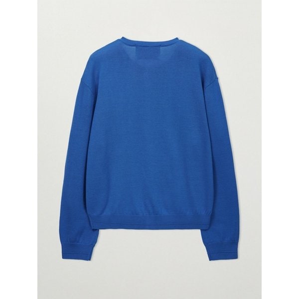 로렌 베이직 크루넥 파인 가디건_블루