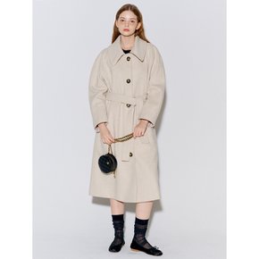 Wool Raglan Single Long Coat Oatmeal