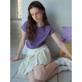 Jacquard Button Half T-Shirt_Vintage Purple(OB6TP15)
