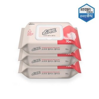 스카트 캡형 물티슈 소프트플러스 70매 x 3팩 저자극 부드러운 물티슈 4240010