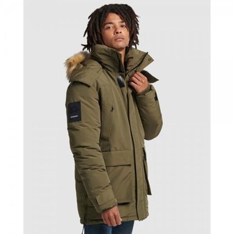 이스퀘어 3361991 Superdry 슈퍼드라이 모조 모피 후드 에베레스트 파카 재킷 - 워싱 카키