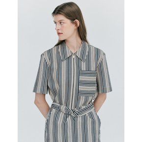 Back Hole Stripe Shirts_Navy