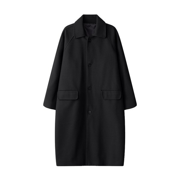 남자 겨울 오버핏 기본 발마칸 카라 울 코트 ET-CT-Q016-블랙