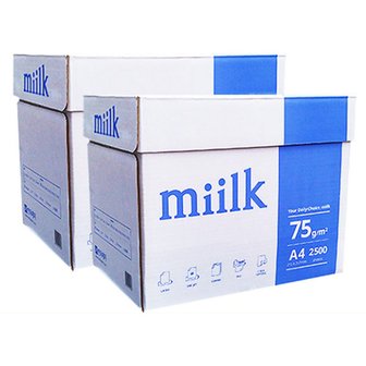 miilk 밀크 A4용지 A4 복사용지 75g 2500매 2BOX