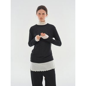 WOOL RIBBED-JERSEY LONG-SLEEVED TEE_DEEP BLACK