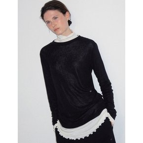 WOOL RIBBED-JERSEY LONG-SLEEVED TEE_DEEP BLACK