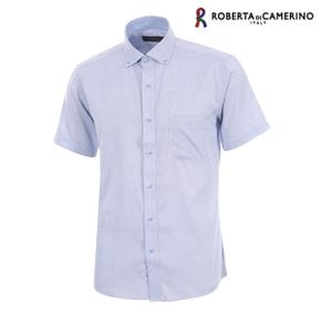 TC 도비 잔체크 일반핏 블루 반소매 셔츠 RM2-402-2
