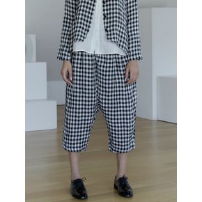 [Linen100%]Gingham linen pants -2color