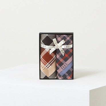 닥스 DCHA5E020I2 [DAKS GIFT]베이지 체크 면 손수건2종세트