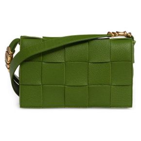 우먼 Bottega Veneta 인트레치아토 카세트 레더 크로스백 숄더백 3141 Avocado Gold 4742535