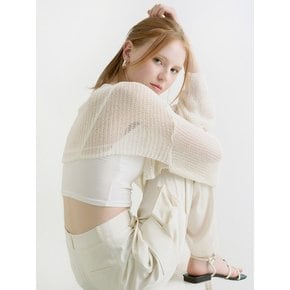 Mona layered crop knit bolero - ivory