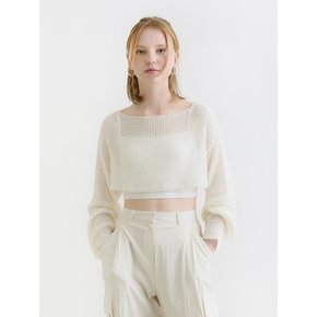 Mona layered crop knit bolero - ivory