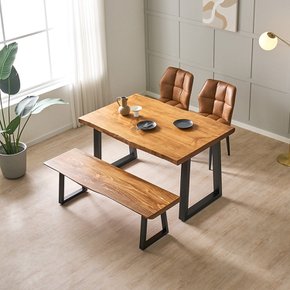 소나무 우드슬랩 4인식식탁 테이블 의자세트
